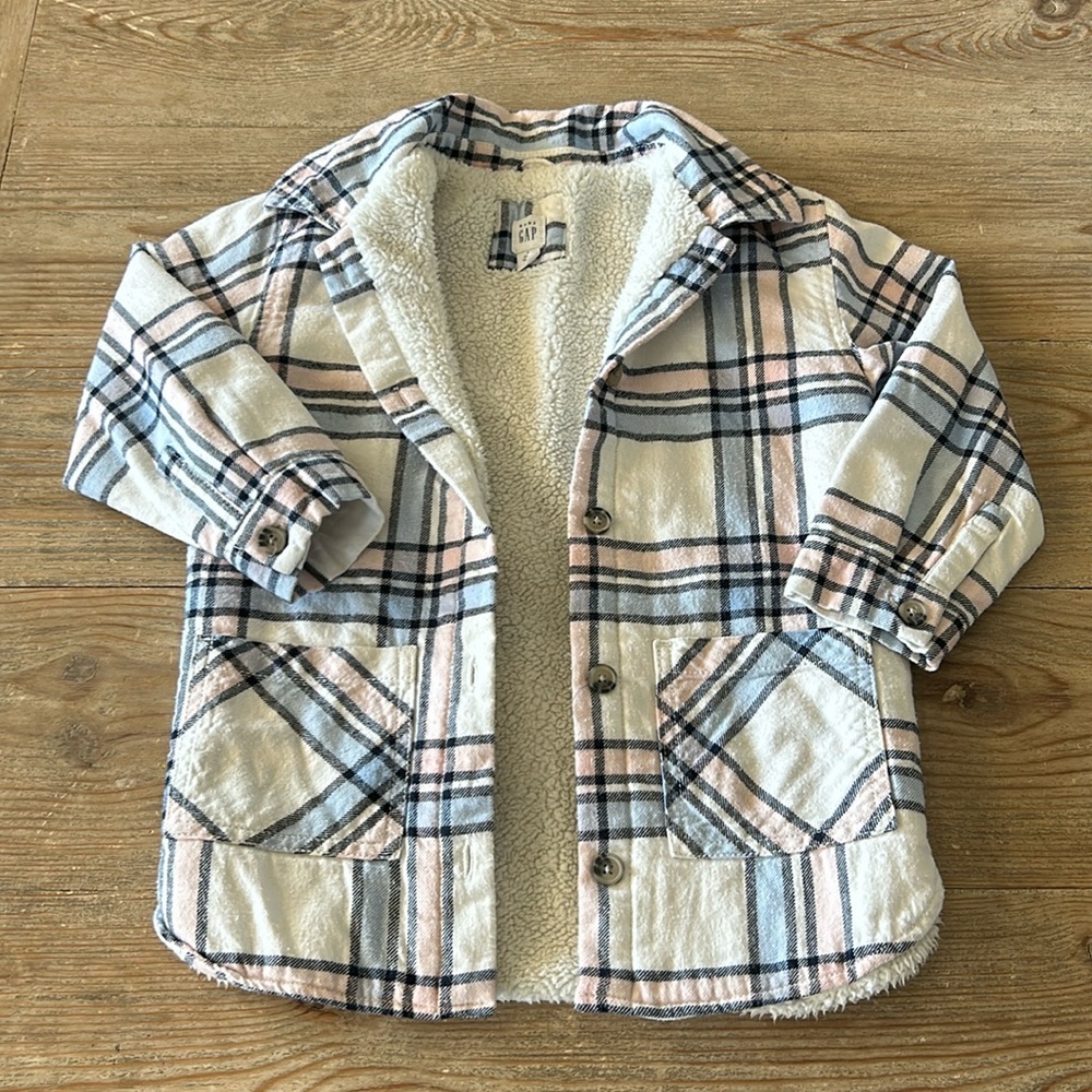 Gap Plaid Flannel and Sherpa Lined Shacket